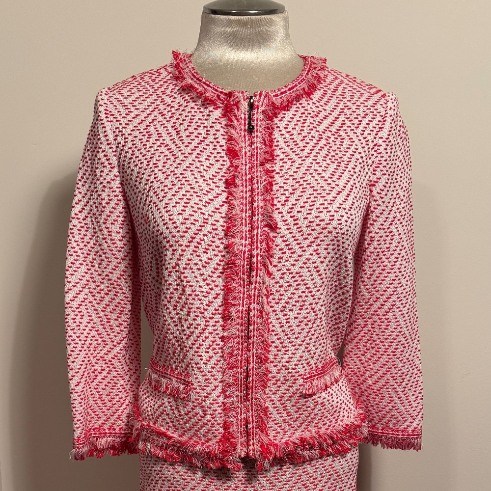 St. John Boutique Chic Red and White Boucle Jacket.